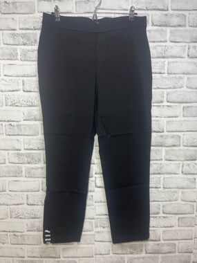 Roz & Ali Black Pull On Beaded Straps Ankle Pants 16